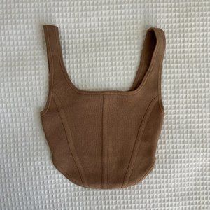 'Camel' Aritzia Sculpt Knit Bustier Tank